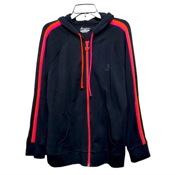 Lane Bryant Tops - Lane Bryant Neon Pink Orange Stripe Full Zip Hoodie Women's Plus Size 18/20 2X